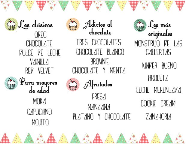 carta sabores